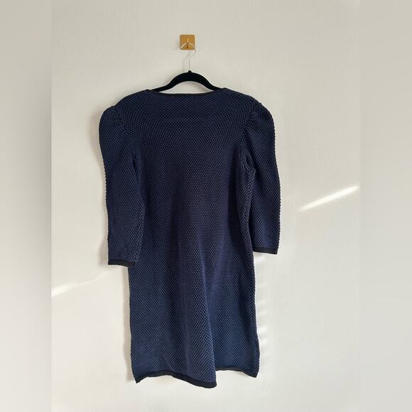 COS Women’s Long Sleeve Navy Blue Textured Knit Sweater Dress 100% Cotton Size L - Picture 6 of 7
